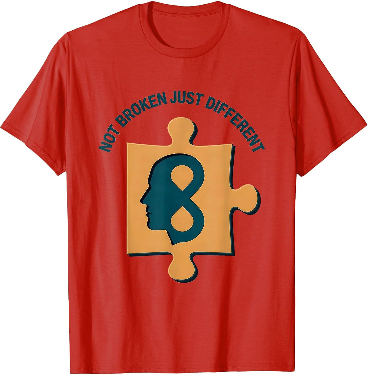 Men's Not Broken Just Different Autism Awareness Design T-Shirt - Red