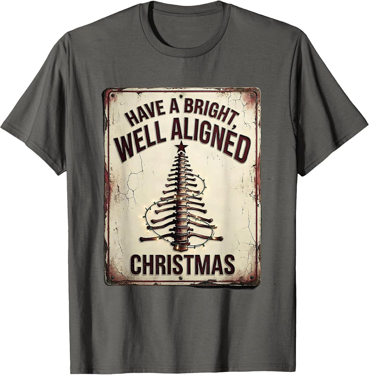 Have A Bright, Well Aligned Christmas Distressed T-Shirt - Asphalt Grey