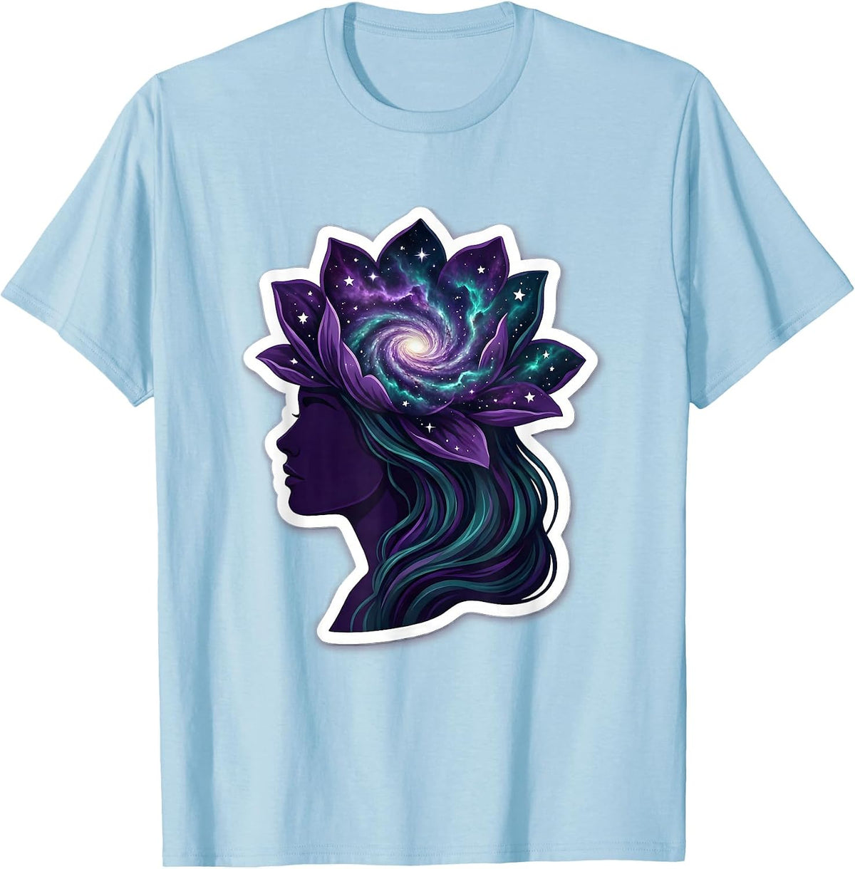Men's Autism Galaxy Mind Spiral Illustration T-Shirt - Baby Blue