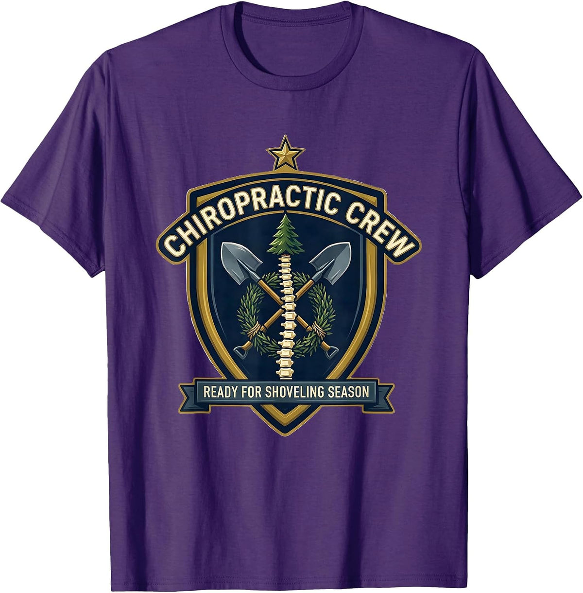 Chiropractic Crew, Ready For Shoveling Season Funny T-Shirt - Purple