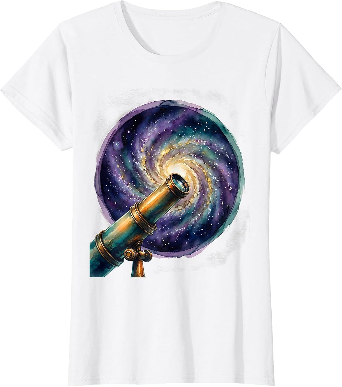 Women's Autism Awareness Telescope Galaxy Illustration T-Shirt - White