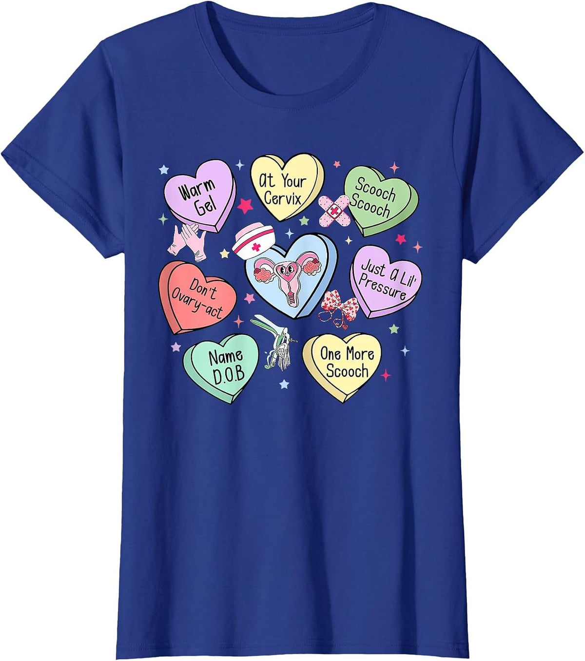 OBGYN Nurse Candy Heart Valentines Obstetrician Gynecologist T-Shirt - Royal Blue