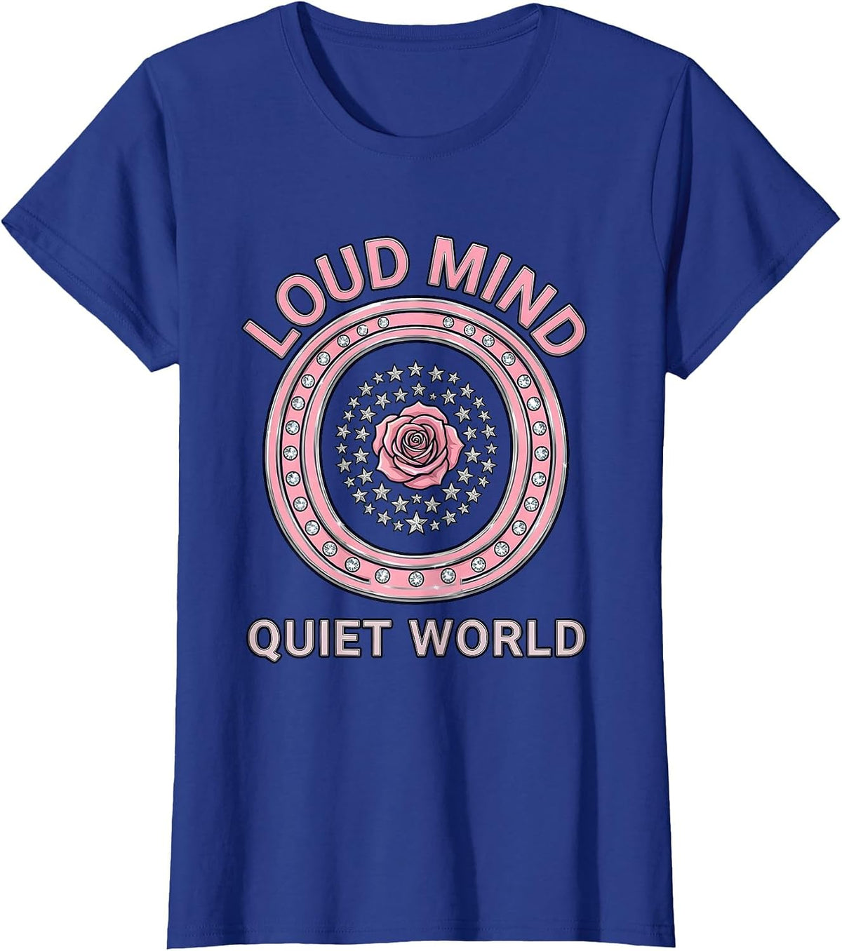 Women's Loud Mind Quiet World Autism Awareness Design T-Shirt - Royal Blue