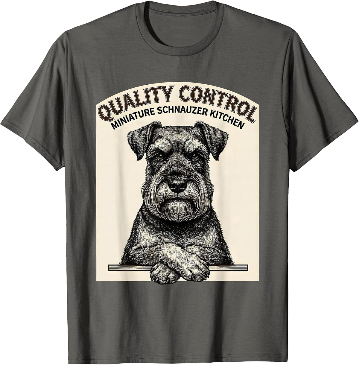 Men's Quality Control Miniature Schnauzer Kitchen Schnauzer Mama T-Shirt - Asphalt Grey