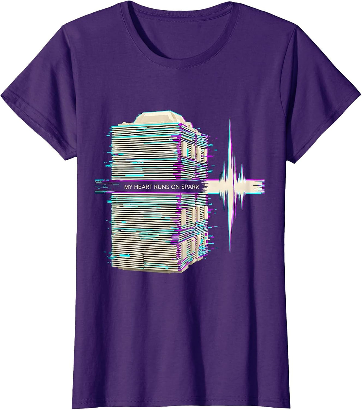 Women's My Heart Runs On Spark Funny Car Guy Auto Mechanic Humor T-Shirt - Purple