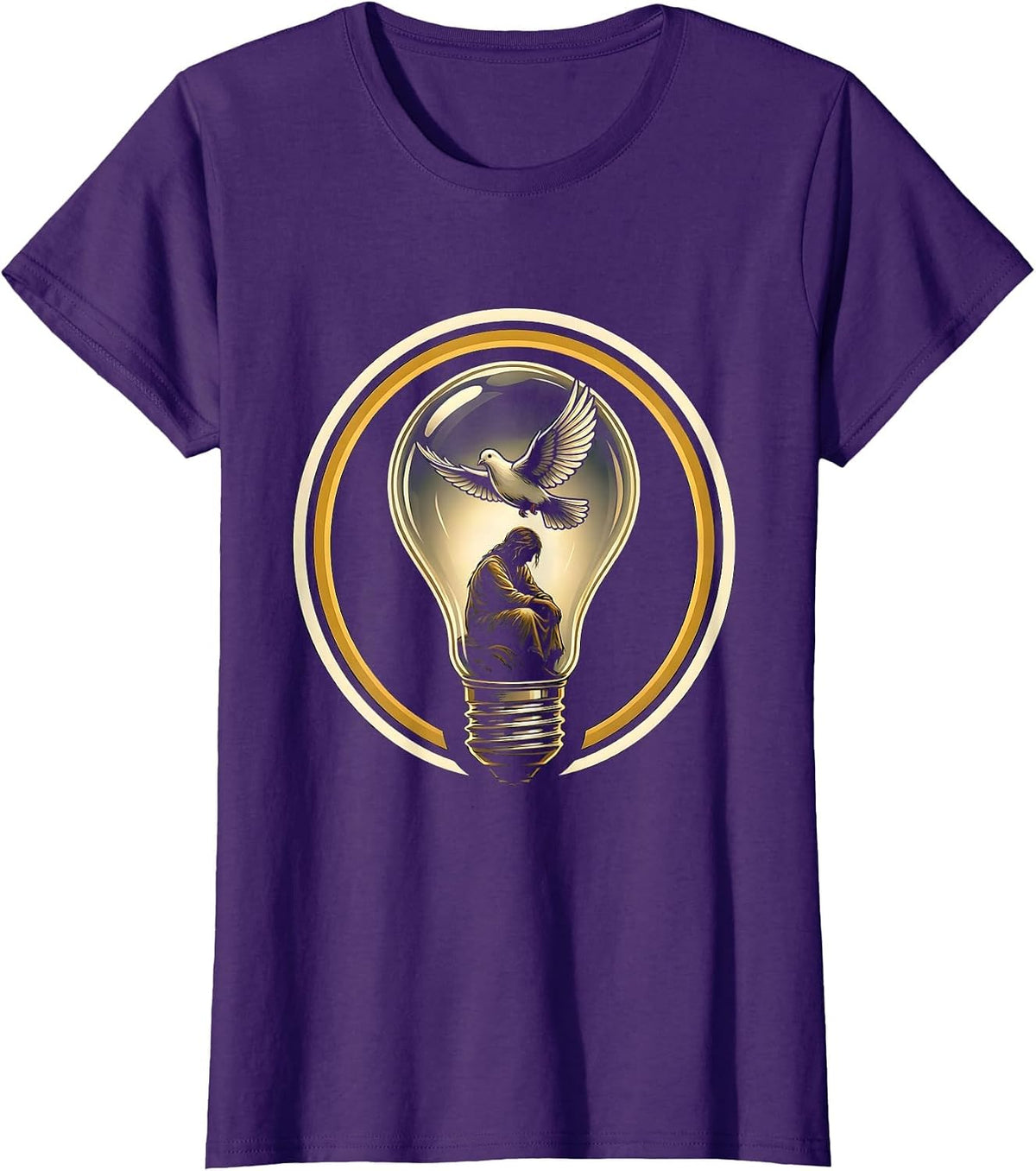 Women's Autism Awareness Glowing Lightbulb Figure Design T-Shirt - Purple