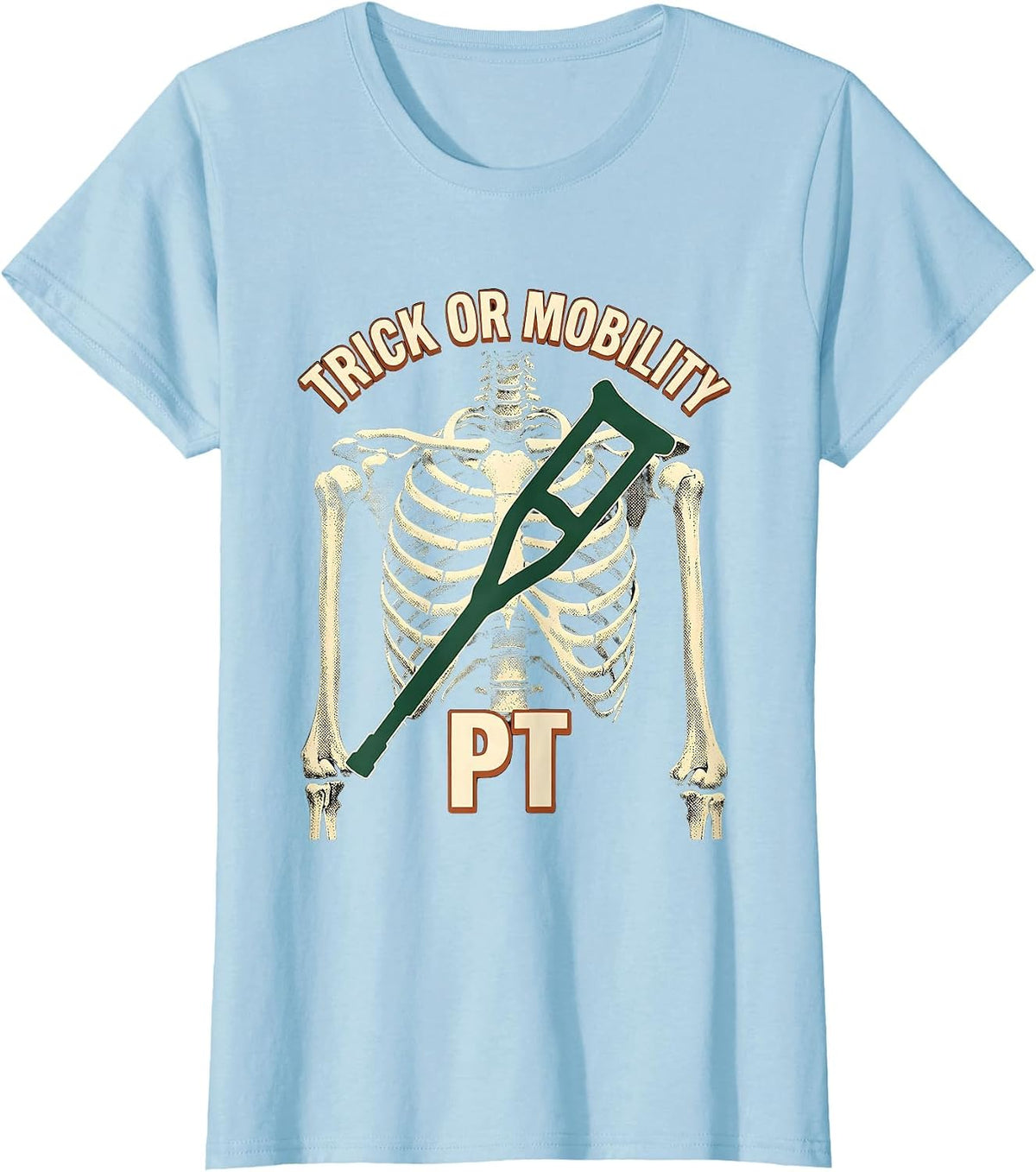 Trick Or Mobility PT Vintage Physical Therapy Halloween T-Shirt - Baby Blue