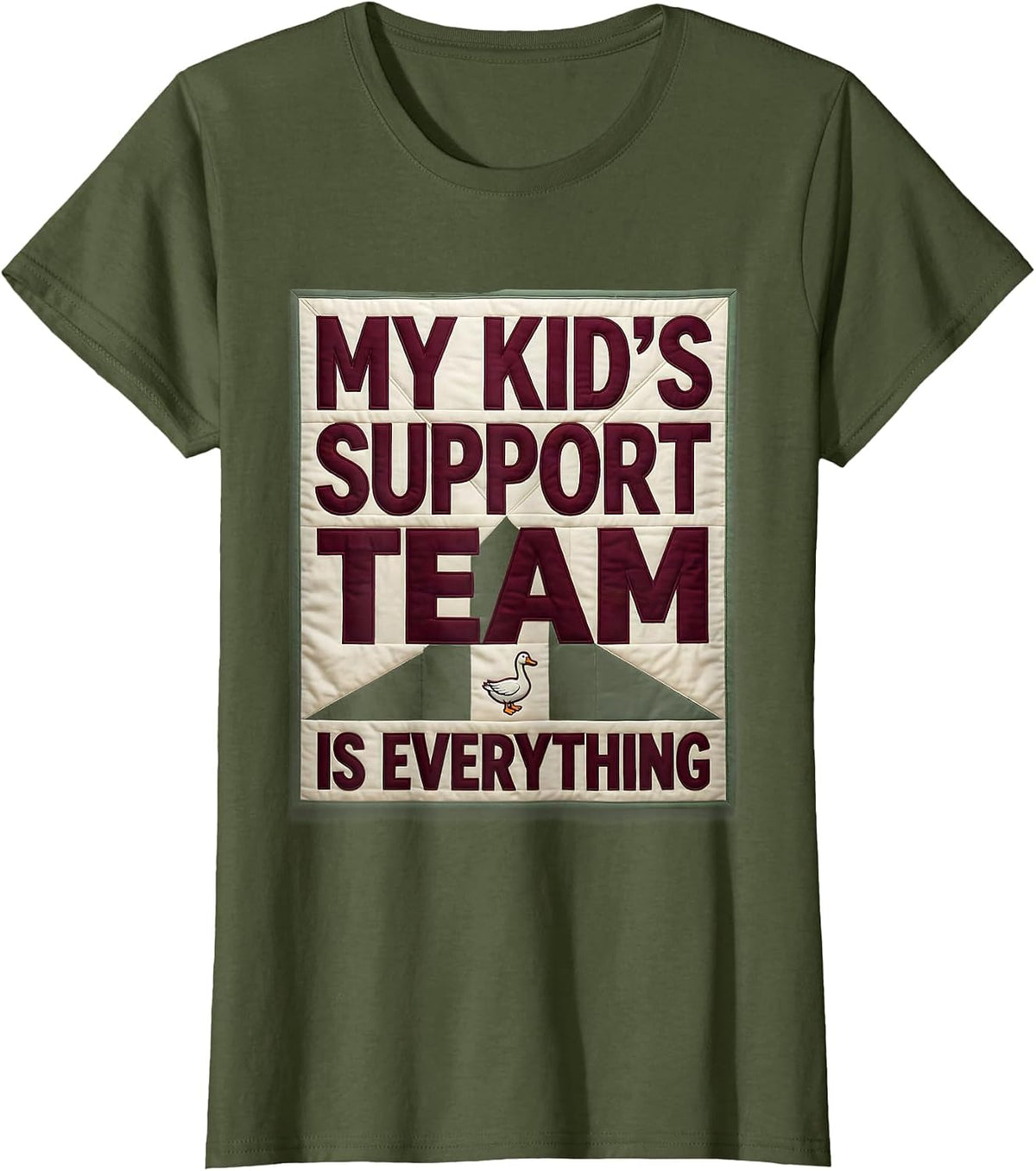 Women's My Kid's Support Team Is Everything Funny SPED Teacher T-Shirt - Olive Green