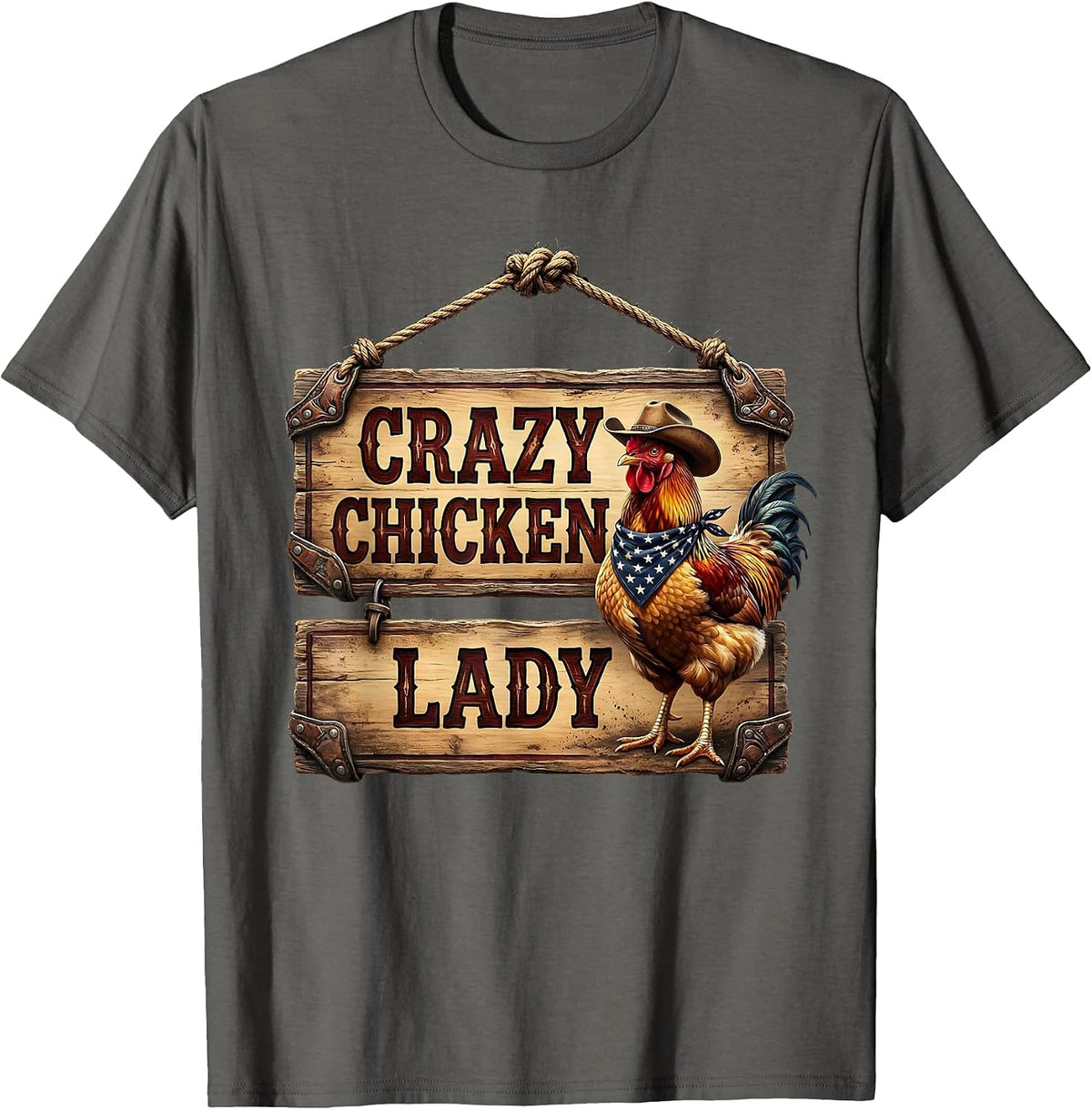 Men's Crazy Chicken Lady Funny Hen Lover Design T-Shirt - Asphalt Grey