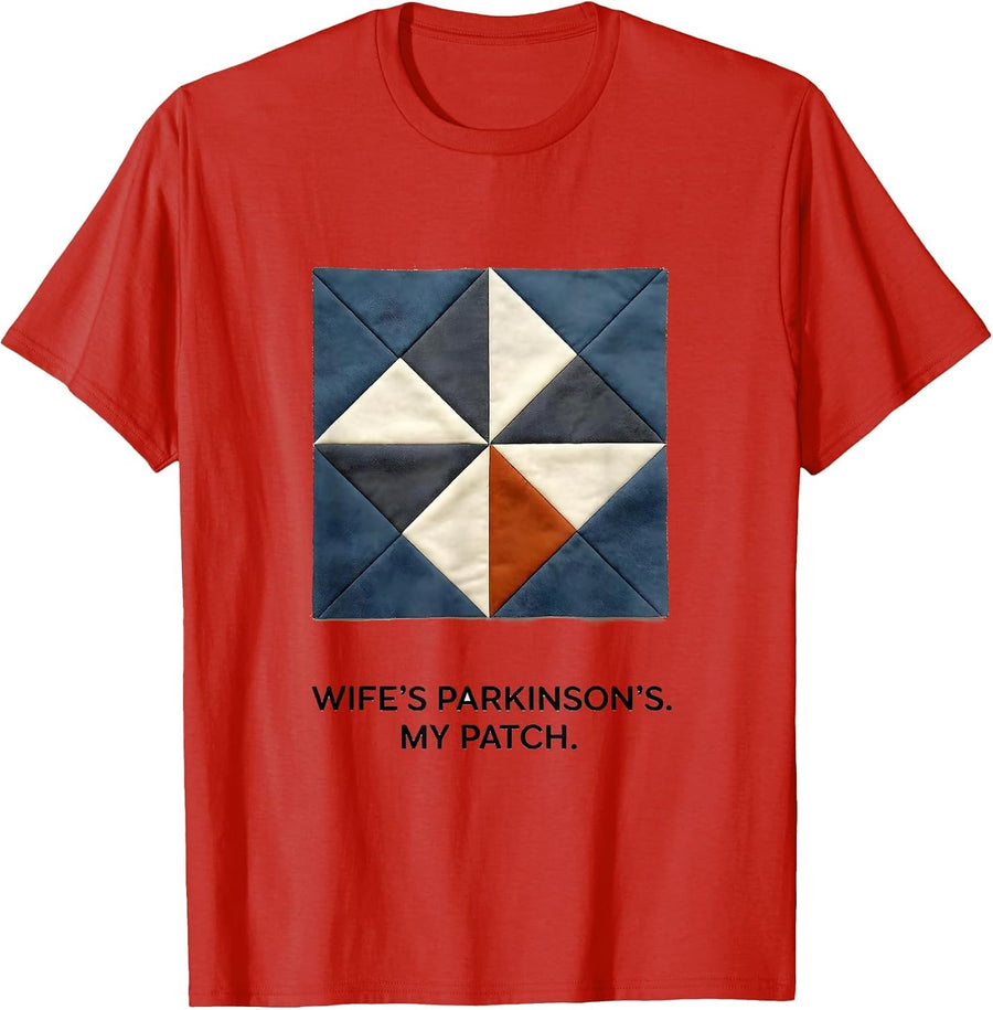 Men's Wife's Parkinson's My Patch Funny Parkinson's Warrior T-Shirt - Red