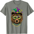 Bear Animal Lover Cute Mardi Gras Carnival Jester T-Shirt, Men, Olive Heather, X-Large - As Pictured