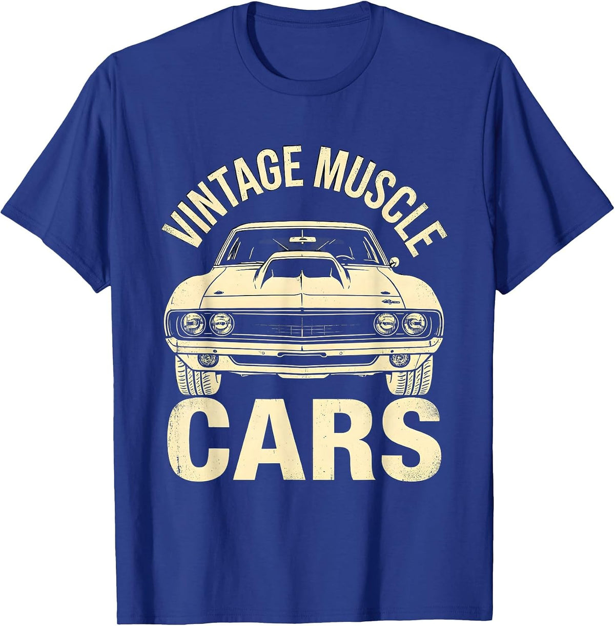 Vintage Muscle Cars Retro Racing Enthusiast Silhouette T-Shirt - Royal Blue
