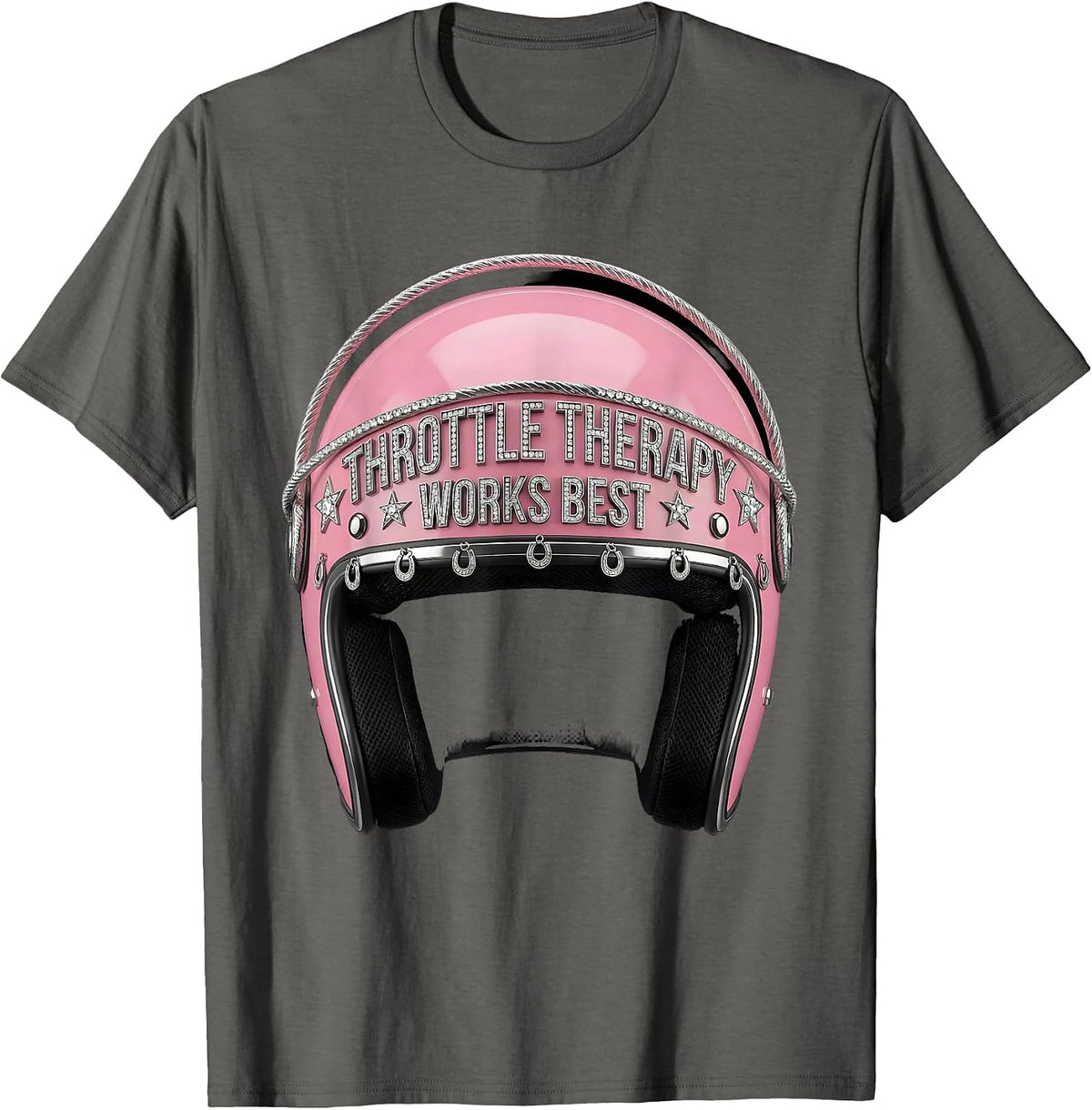 Men's Throttle Therapy Works Best Motorcycle Design T-Shirt - Asphalt Grey
