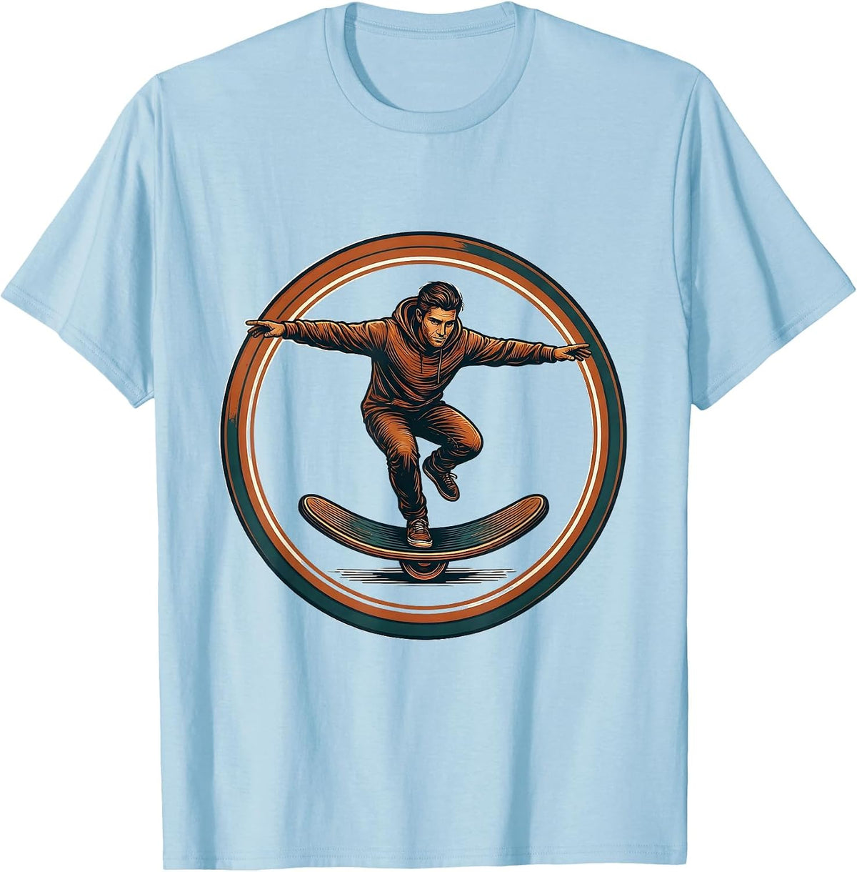 Men's Physical Therapy Balance Wobble Board Illustration T-Shirt - Baby Blue