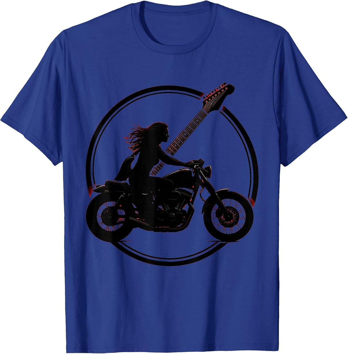 Men's Electric Guitar Motorcycle Rider Band Graphic T-Shirt - Royal Blue