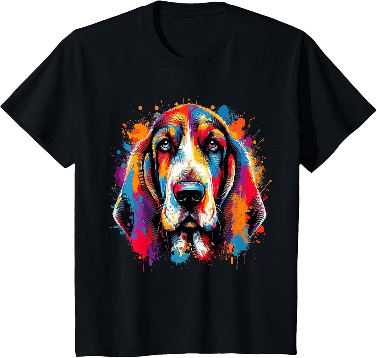 Basset Hound Splash Art T-Shirt - Black