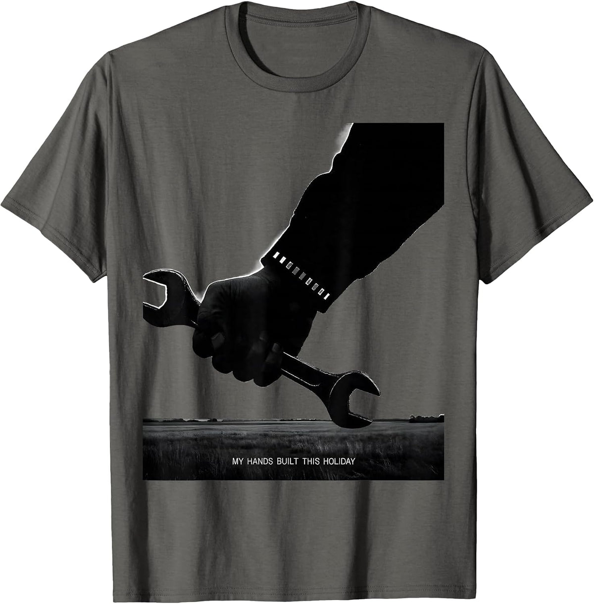Men's My Hands Built This Holiday Patriotic Labor Day Skilled T-Shirt - Asphalt Grey