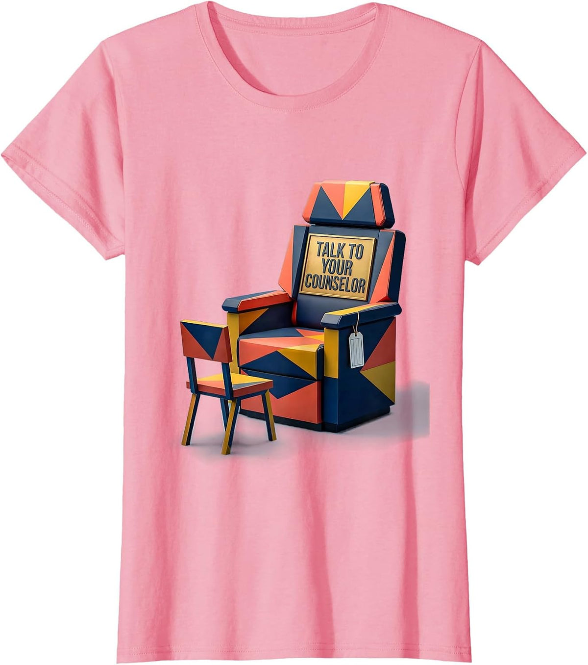 Women's Talk To Your Counselor Geometric School Counselor T-Shirt - Pink