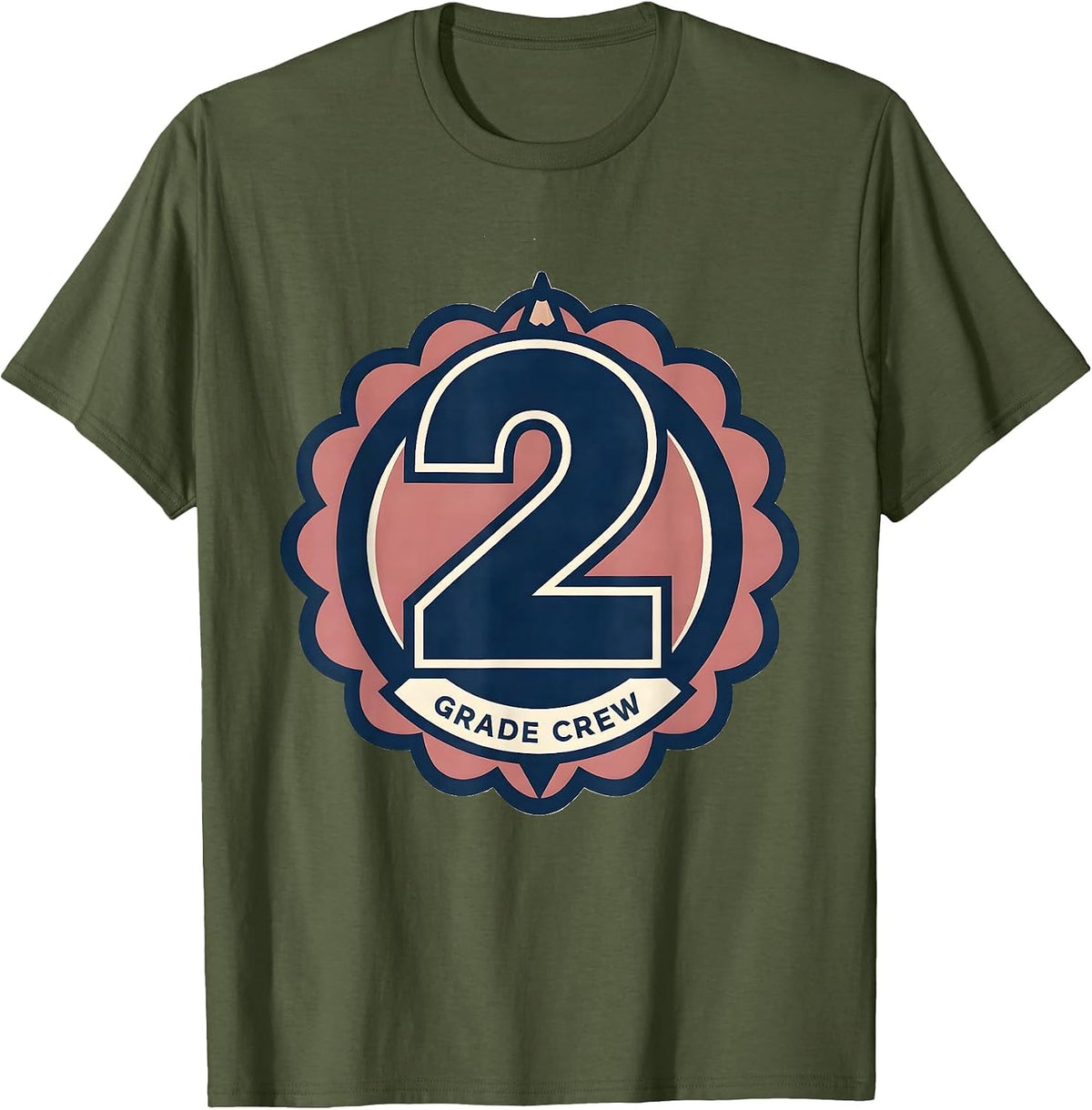 Men's 2nd Grade Crew Cute Coquette Bow Back to School First Day T-Shirt - Olive Green