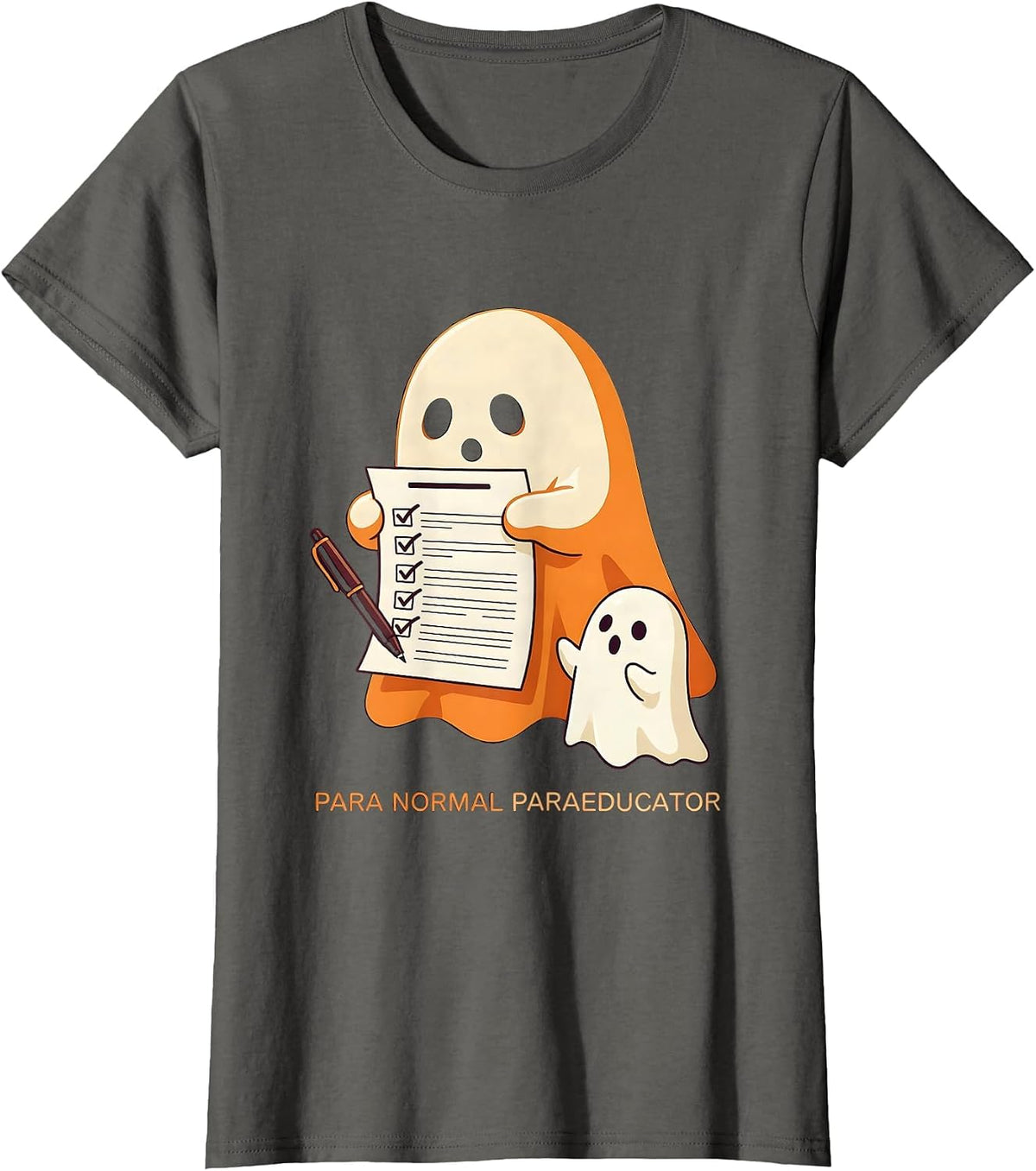 Women's Para Normal Paraeducator Funny Ghost SpEd Teacher Halloween T-Shirt - Asphalt Grey