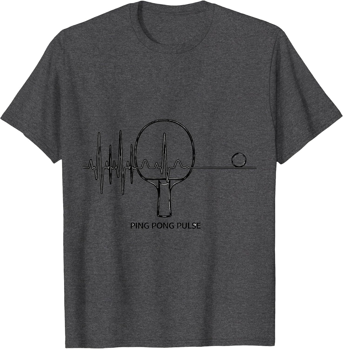 Men's Ping Pong Pulse Line Art EKG Heartbeat Pulse Hobbyist Gift T-Shirt - Dark Heather Grey