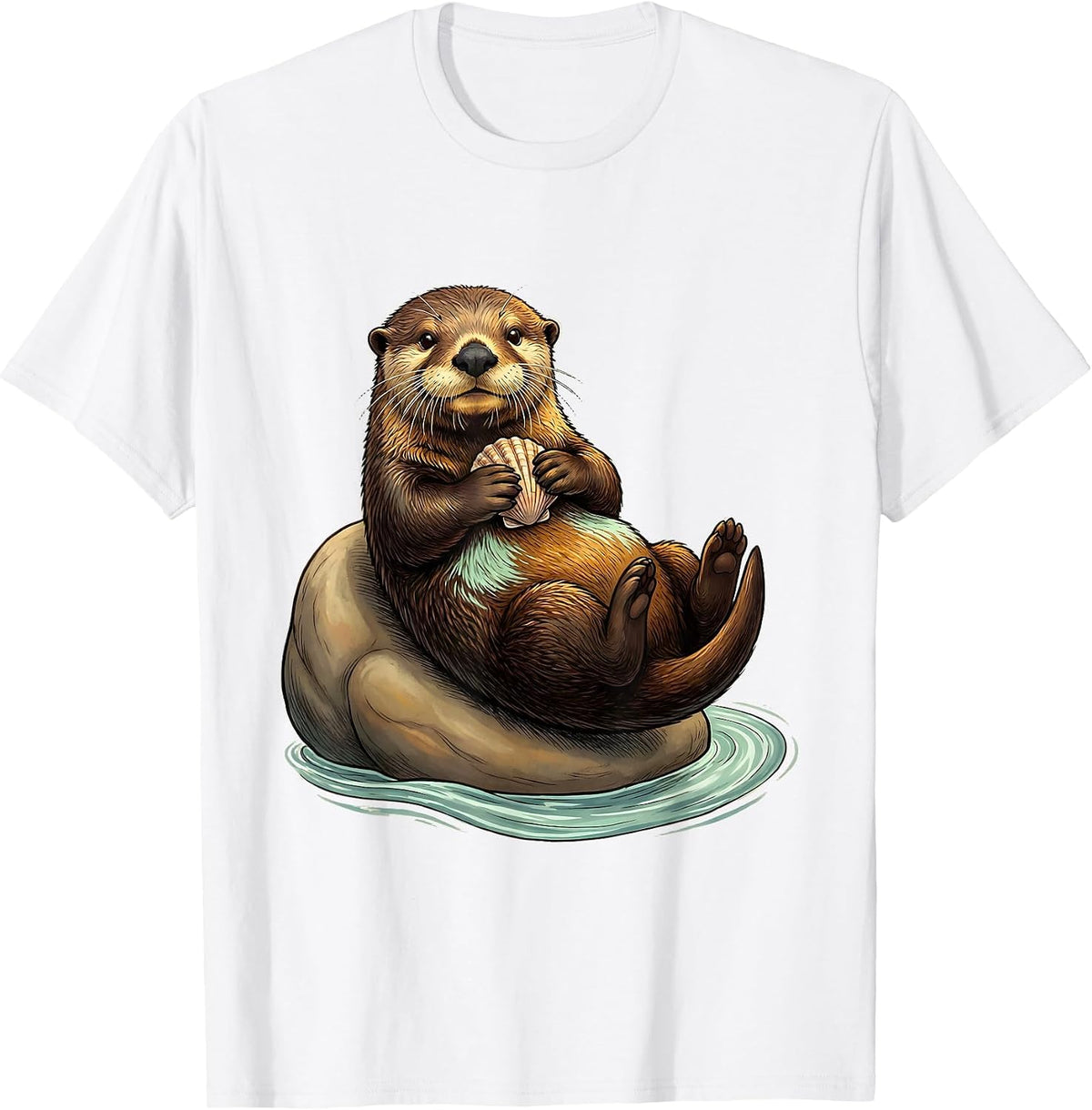 Men's Sea Otter Belly Slide Cute Otter Lover Humor T-Shirt - White