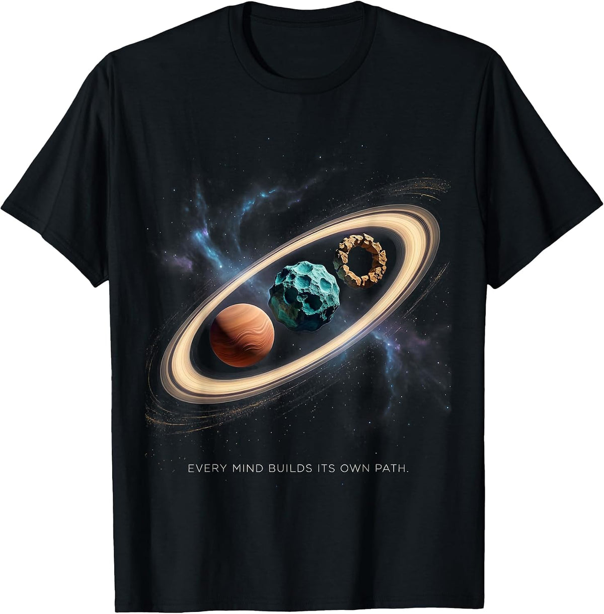 Men's Every Mind Builds Its Own Path Cosmic Neurodiverse Universe T-Shirt - Black