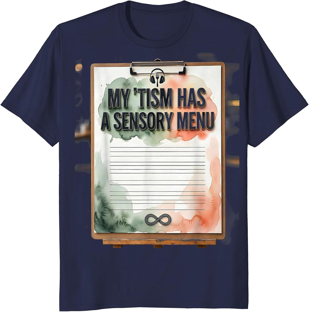 My 'Tism Has A Sensory Menu Funny Autistic ADHD T-Shirt - Navy Blue