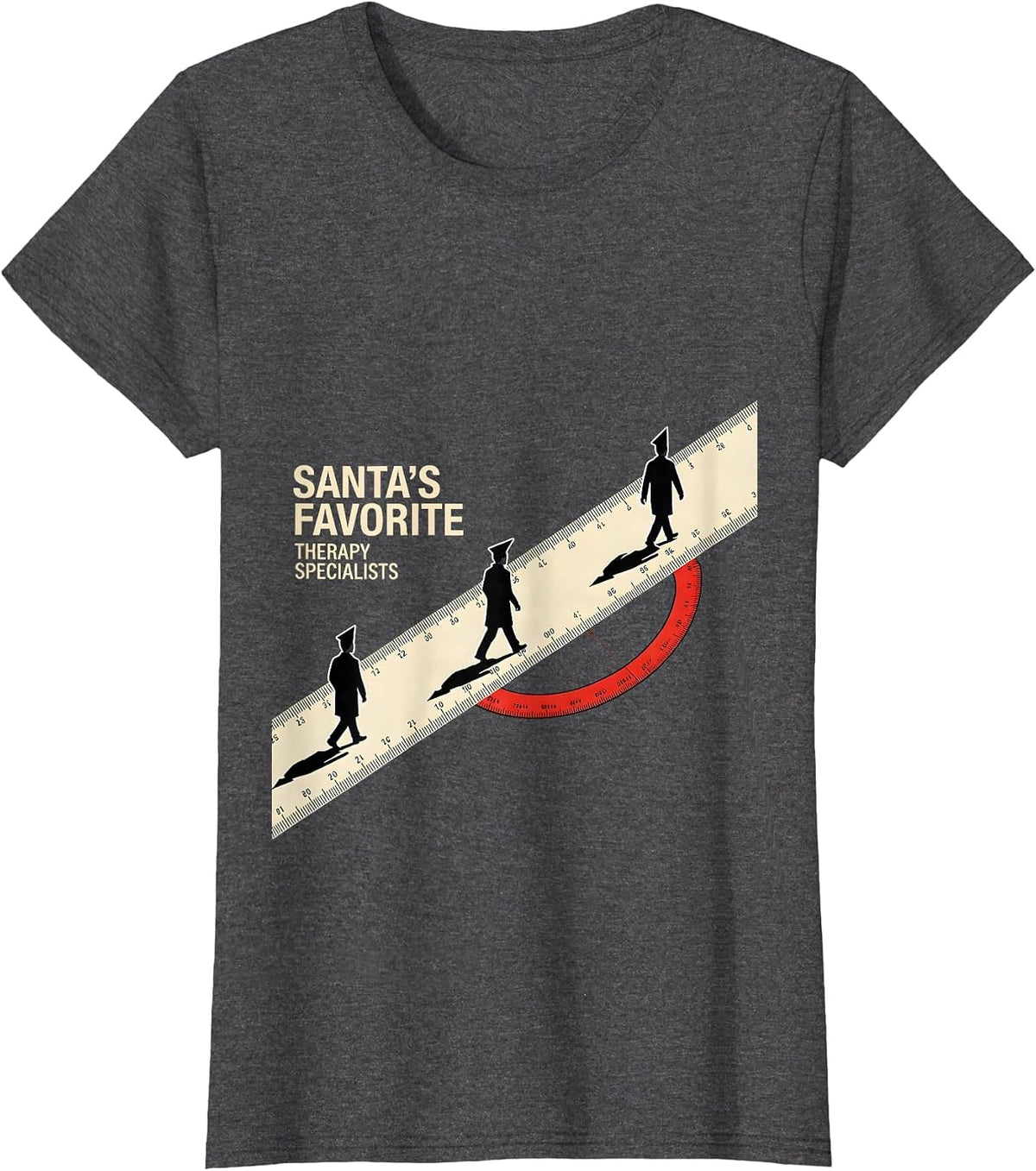 Women's Santa's Favorite Therapy Specialists Funny Physical Therapy T-Shirt - Dark Heather Grey