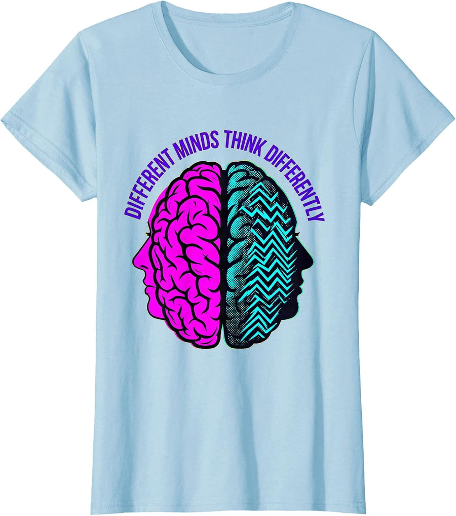 Women's Different Minds Think Differently Dyslexia Design T-Shirt - Baby Blue