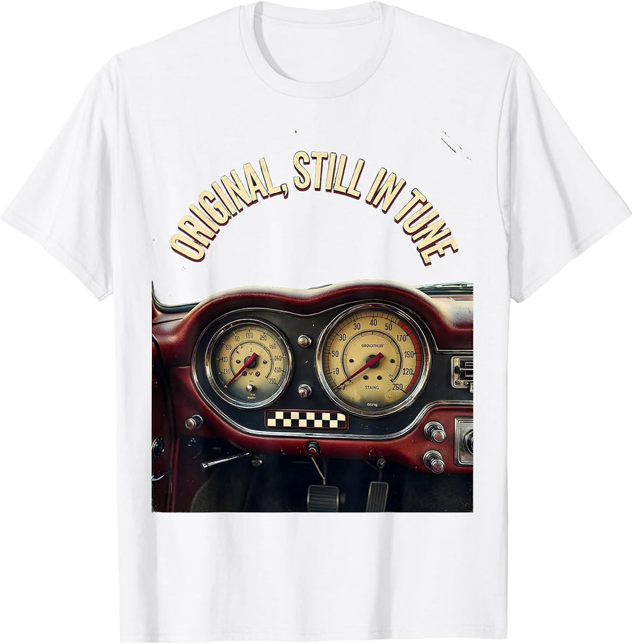 Men's Original Still In Tune Vintage Hot Rod Car Enthusiast Racing T-Shirt - White