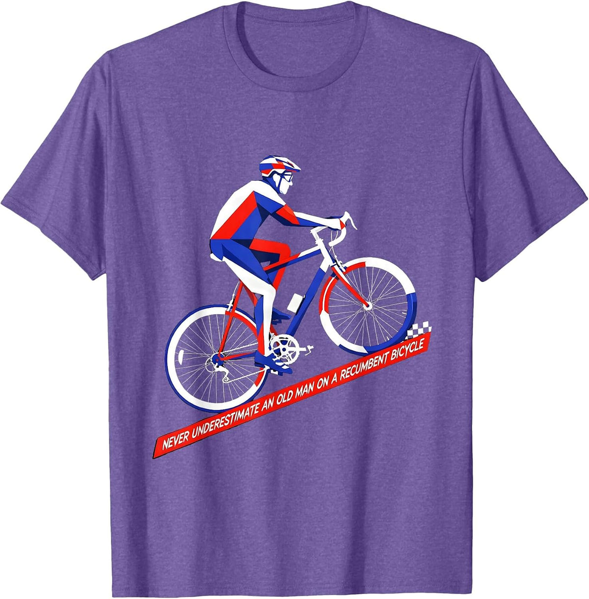 Men's Never Underestimate An Old Man On A Recumbent Bicycle T-Shirt - Purple Heather