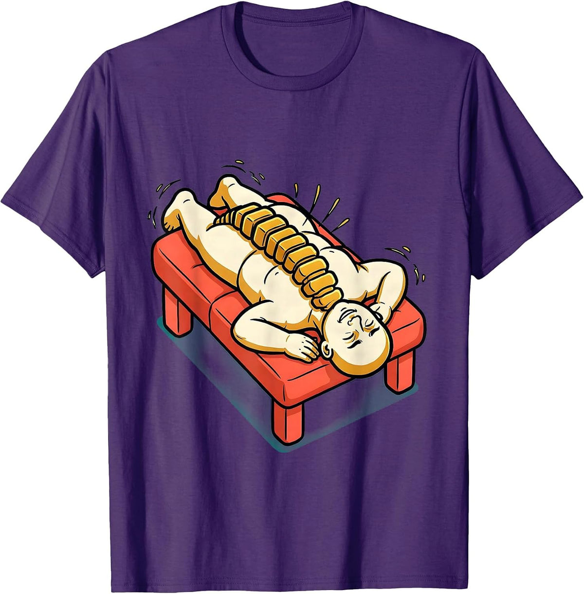 Physical Therapy Spine Alignment Massage Table Art T-Shirt - Purple