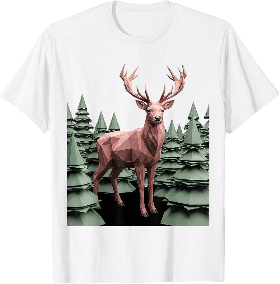 Men's Geometric Deer Prismatic Forest Autism Awareness T-Shirt - White