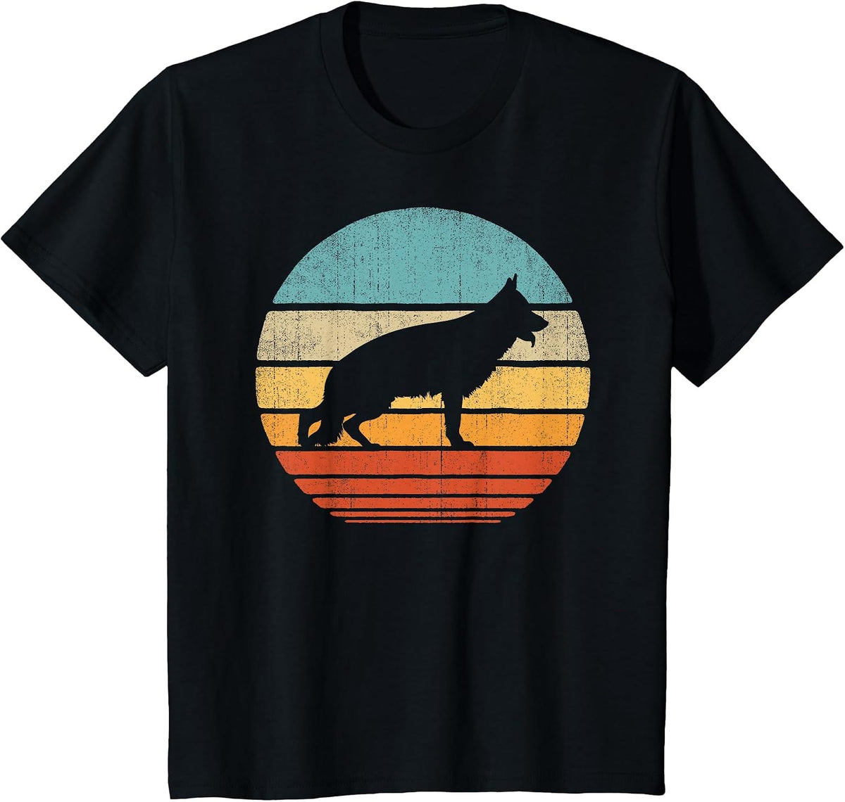 German Shepherd Retro Vintage 60s 70s Sunset Dog Lovers Men T-Shirt - Black