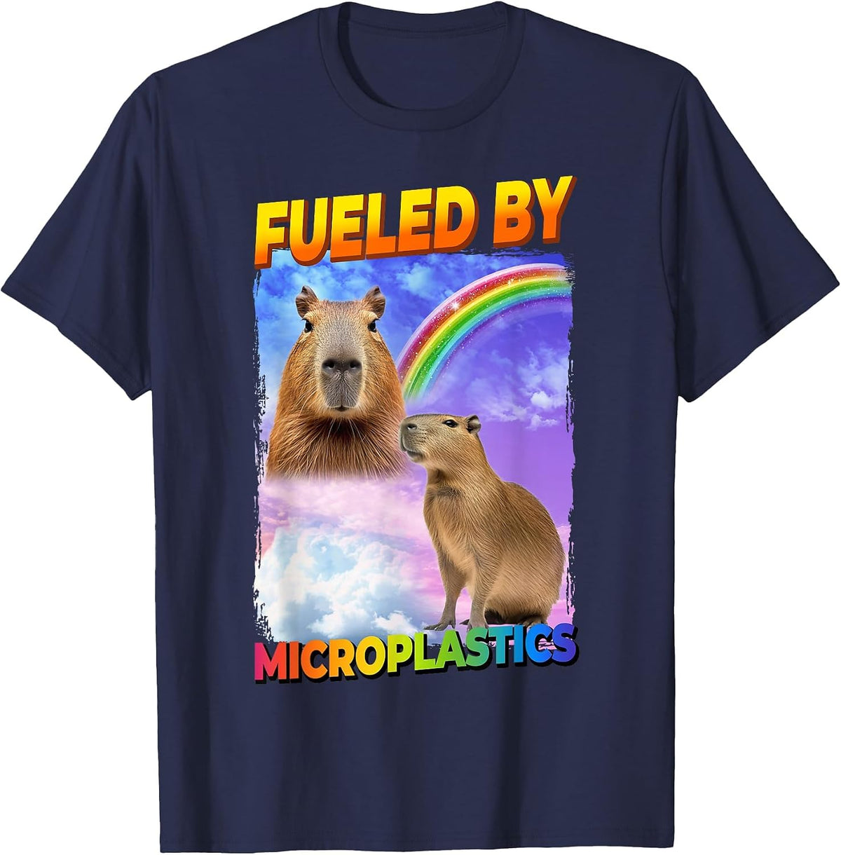 Fueled By Microplastics Capybara T-Shirt - Navy Blue