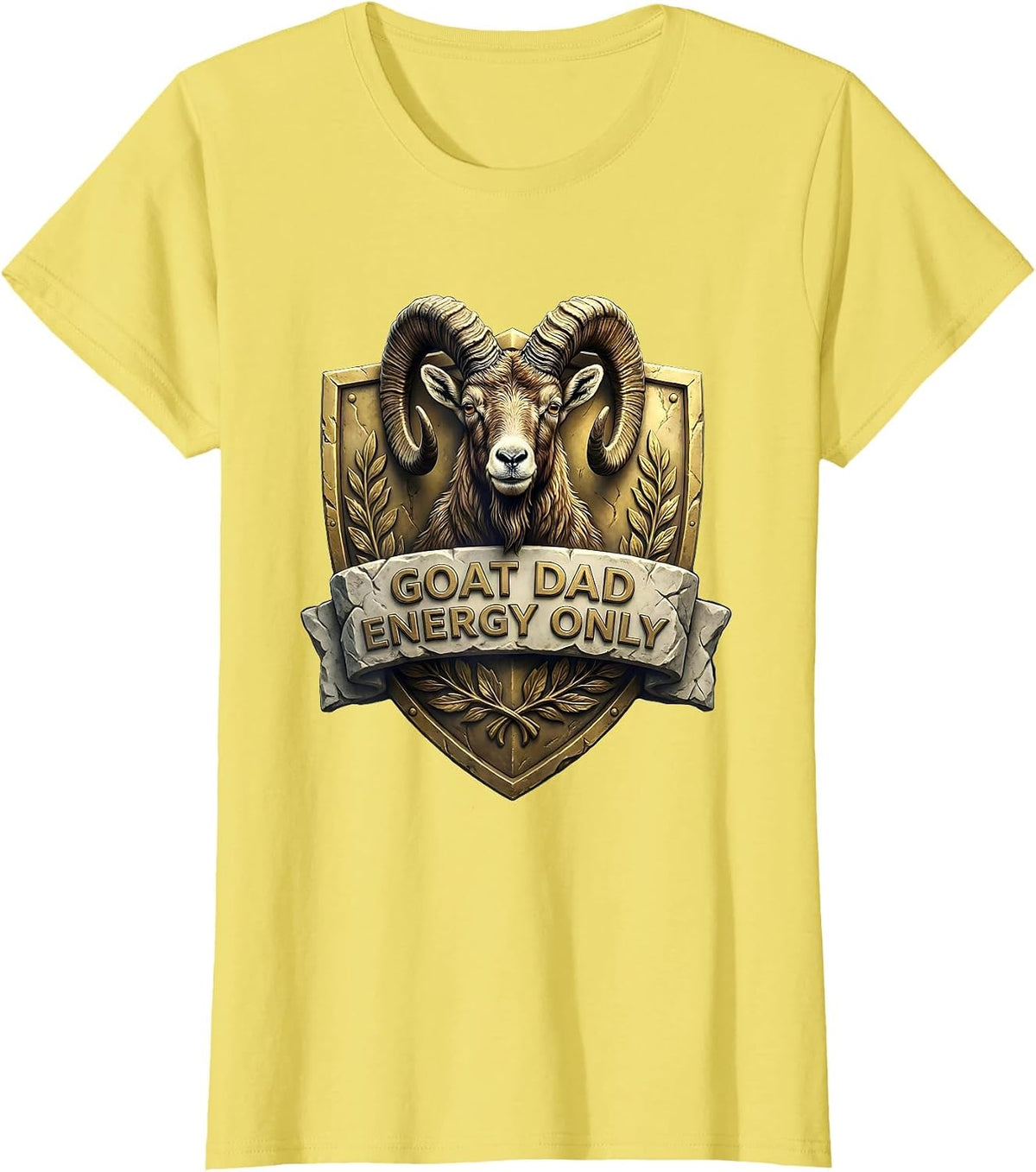 Goat Dad Energy Only Funny Goat Father Design T-Shirt - Lemon Yellow
