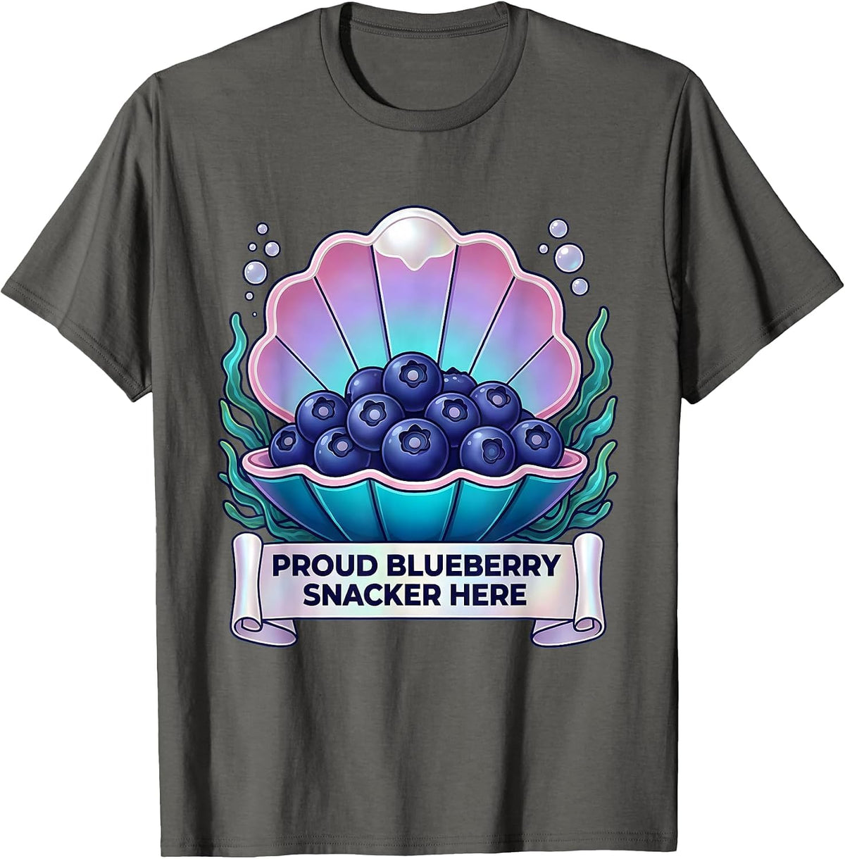Men's Proud Blueberry Snacker Here Red White Blue Design T-Shirt - Asphalt Grey