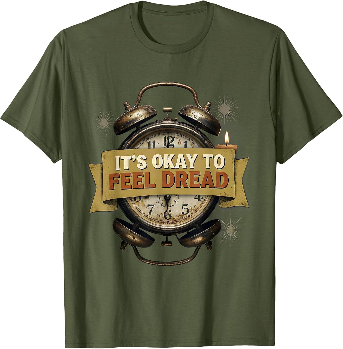 Men's It's Okay To Feel Dread Vintage Mental Health Awareness T-Shirt - Olive Green