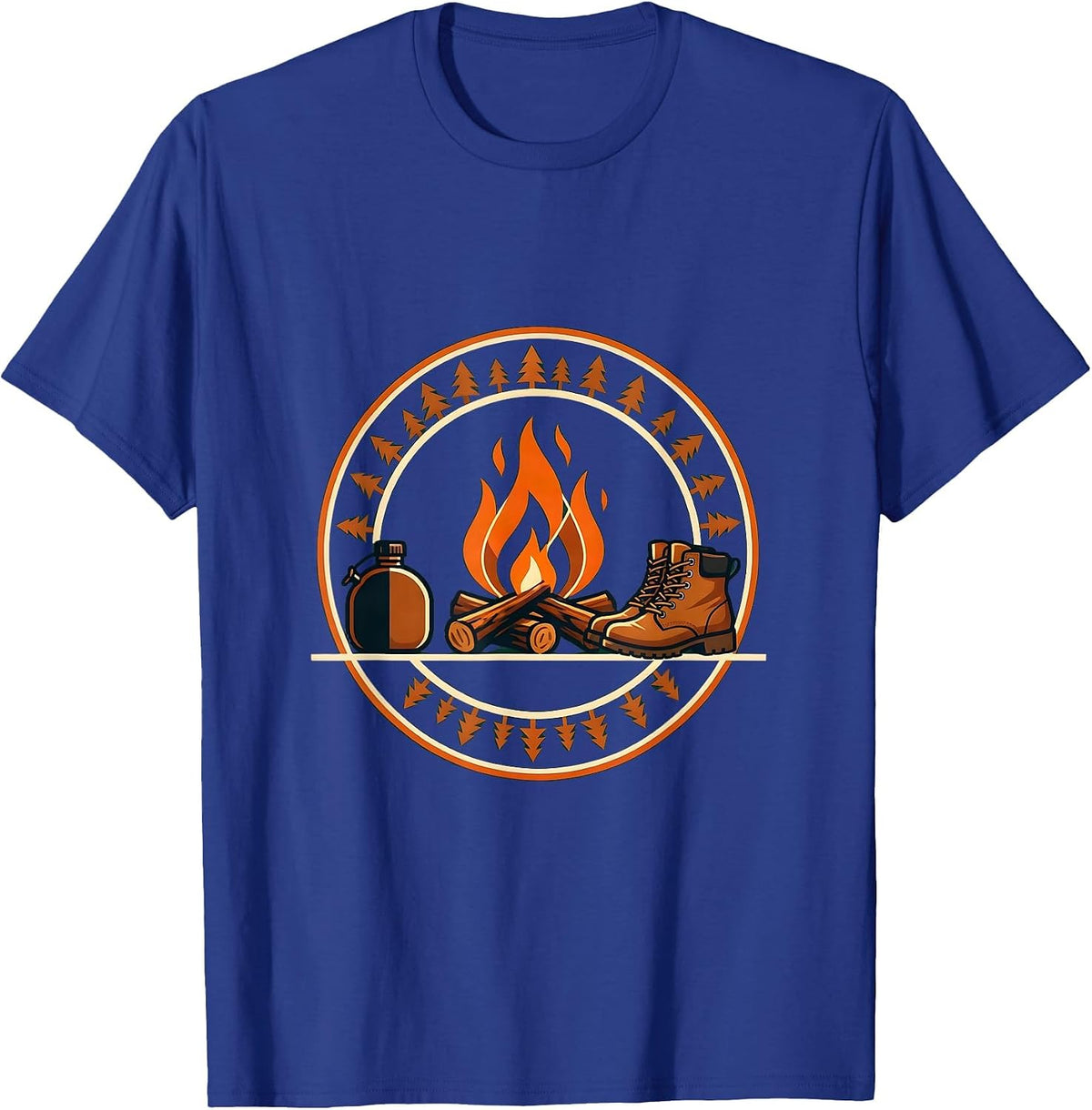 Men's Campfire Canteen and Boots Fall Outdoors Design T-Shirt - Royal Blue