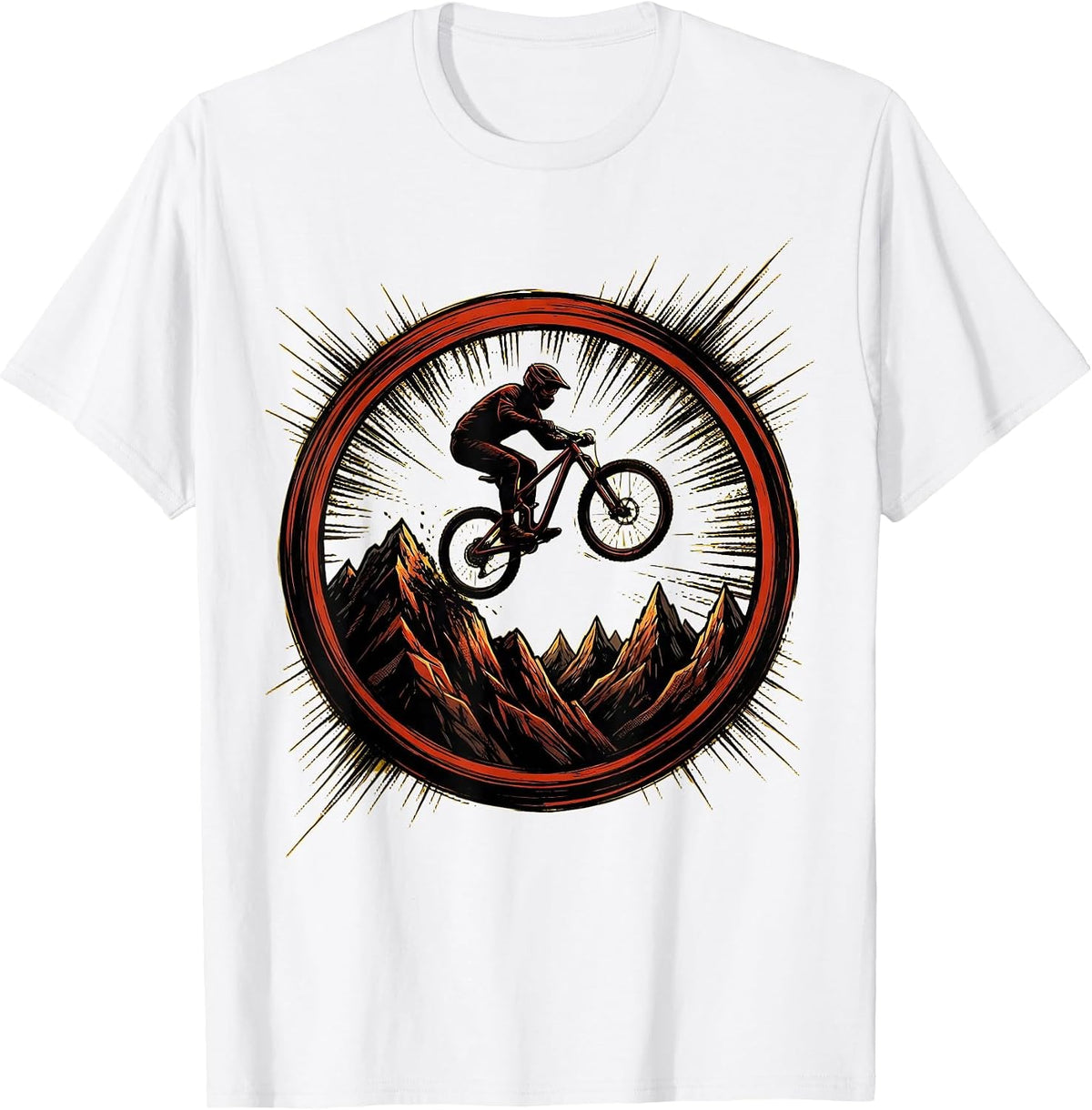 Men's Cyclist Silhouette Mountain Summit Graphic T-Shirt - White