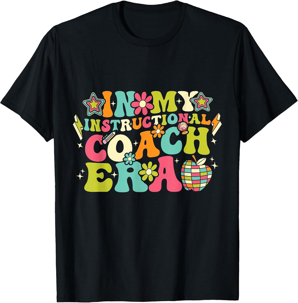 in My Instructional Coach Era Groovy Back to School T-Shirt - Black
