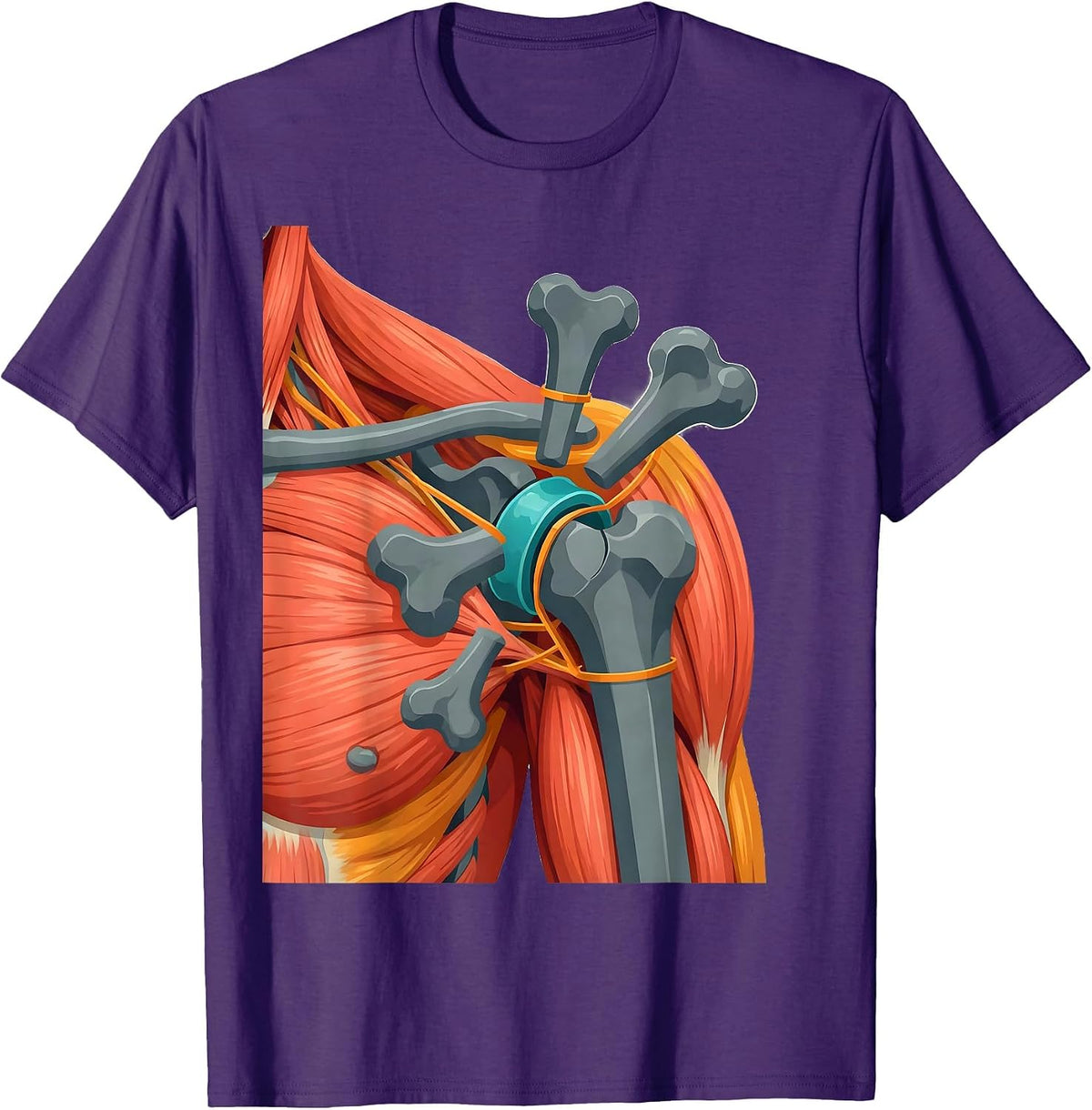 Shoulder Joint Exploded Anatomy Diagram Physical Therapy T-Shirt - Purple