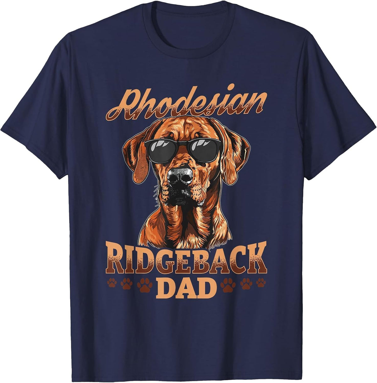 Rhodesian Ridgeback Dog Breed Rhodesian Ridgeback Dad T-Shirt - Navy Blue