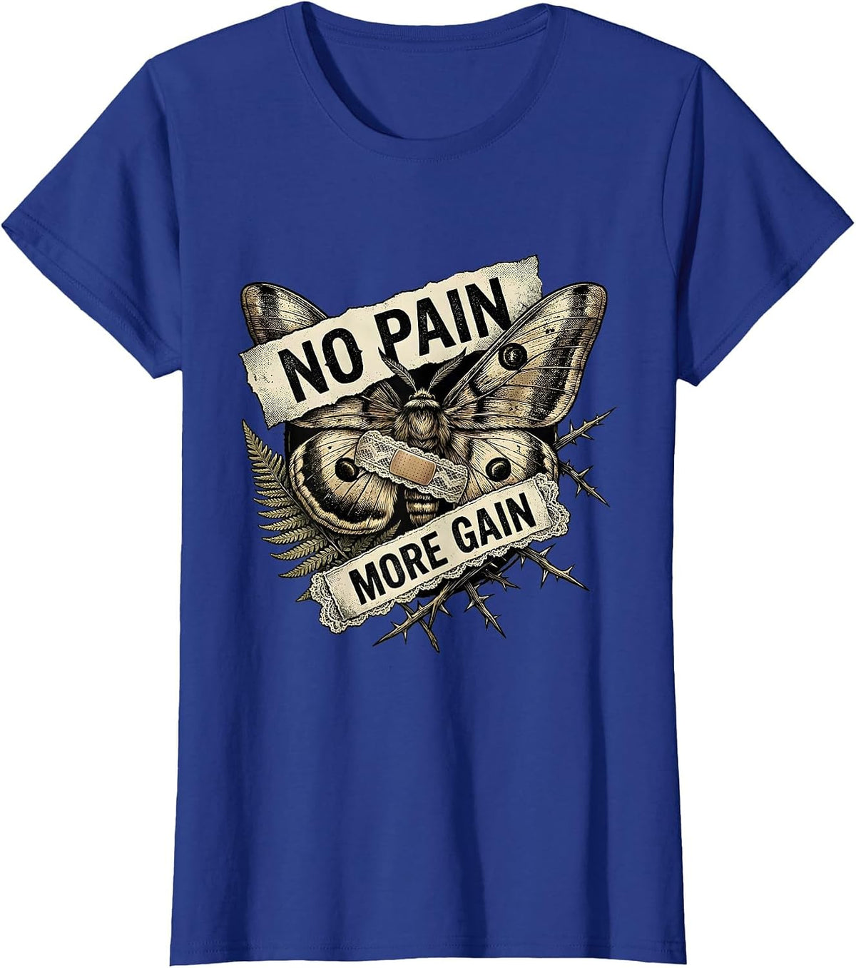 Women's No Pain More Gain Physical Therapy Design T-Shirt - Royal Blue