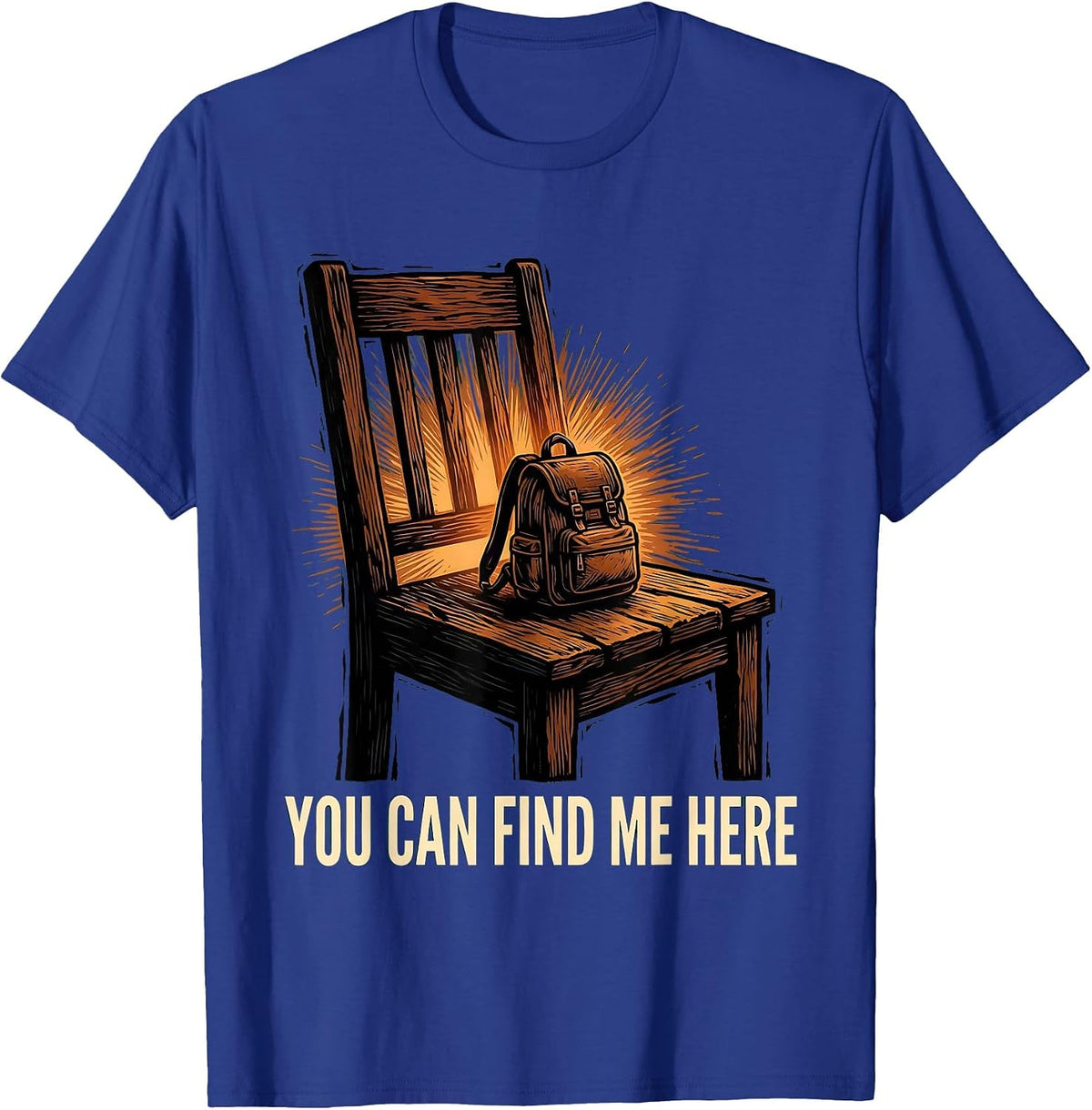 You Can Find Me Here Linocut School Counselor Student T-Shirt - Royal Blue