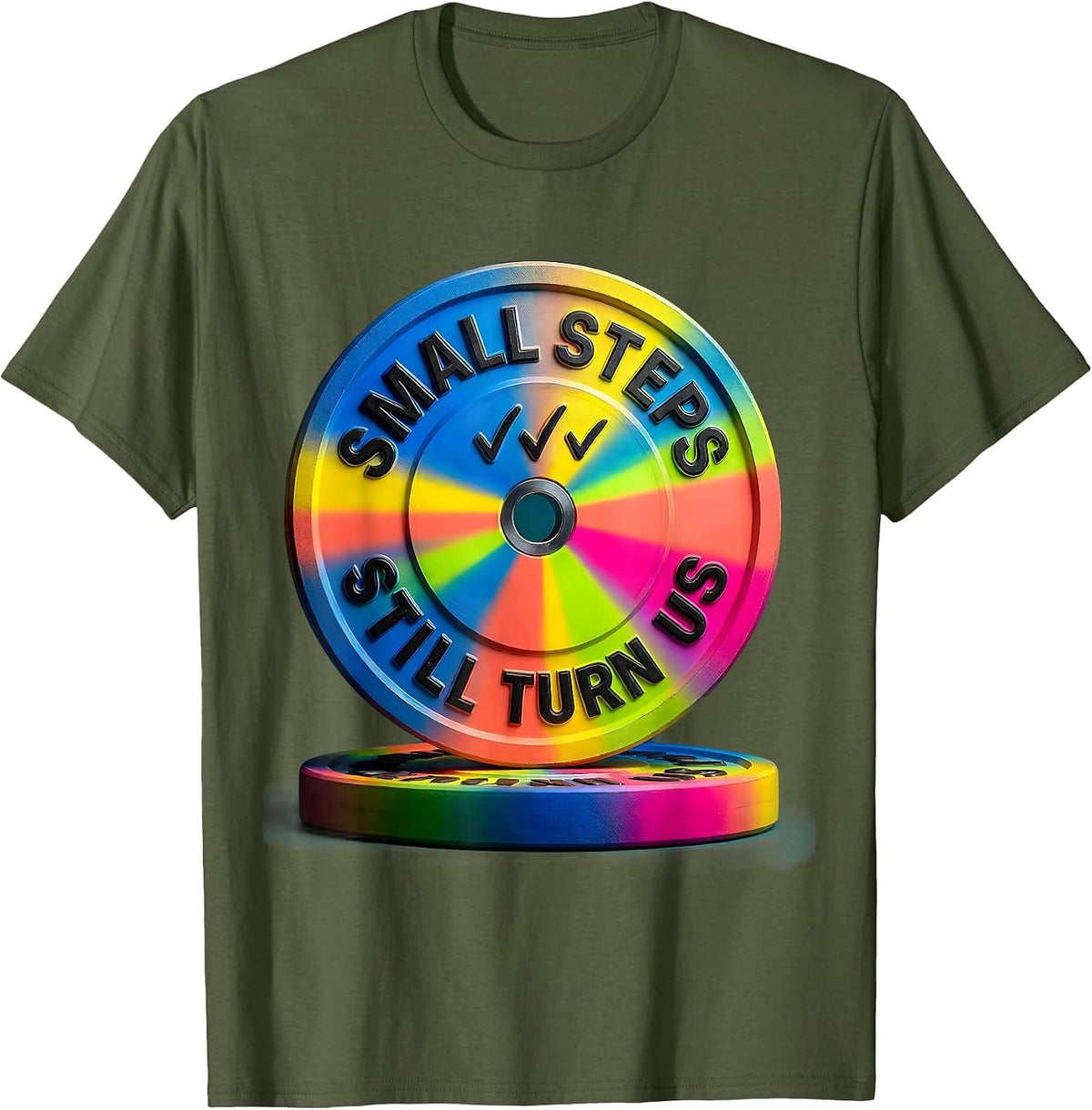 Small Steps Still Turn Us Funny Physical Therapy PT PTA T-Shirt - Olive Green