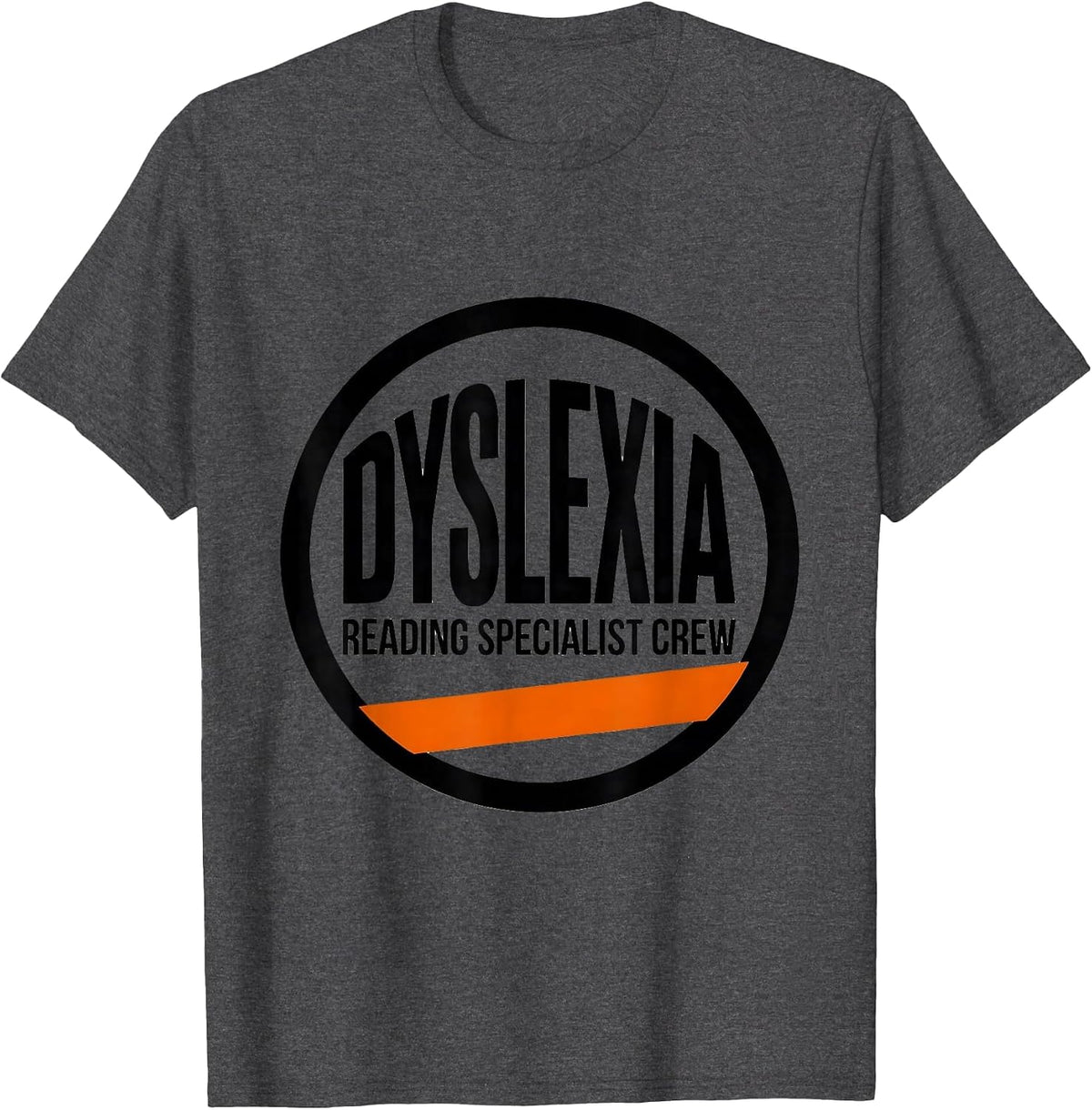 Dyslexia Reading Specialist Crew Brutalist Teacher Squad T-Shirt - Dark Heather Grey