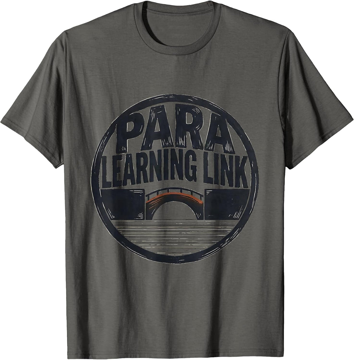 Para Learning Link Linocut Teacher's Aide Appreciation Badge T-Shirt - Asphalt Grey