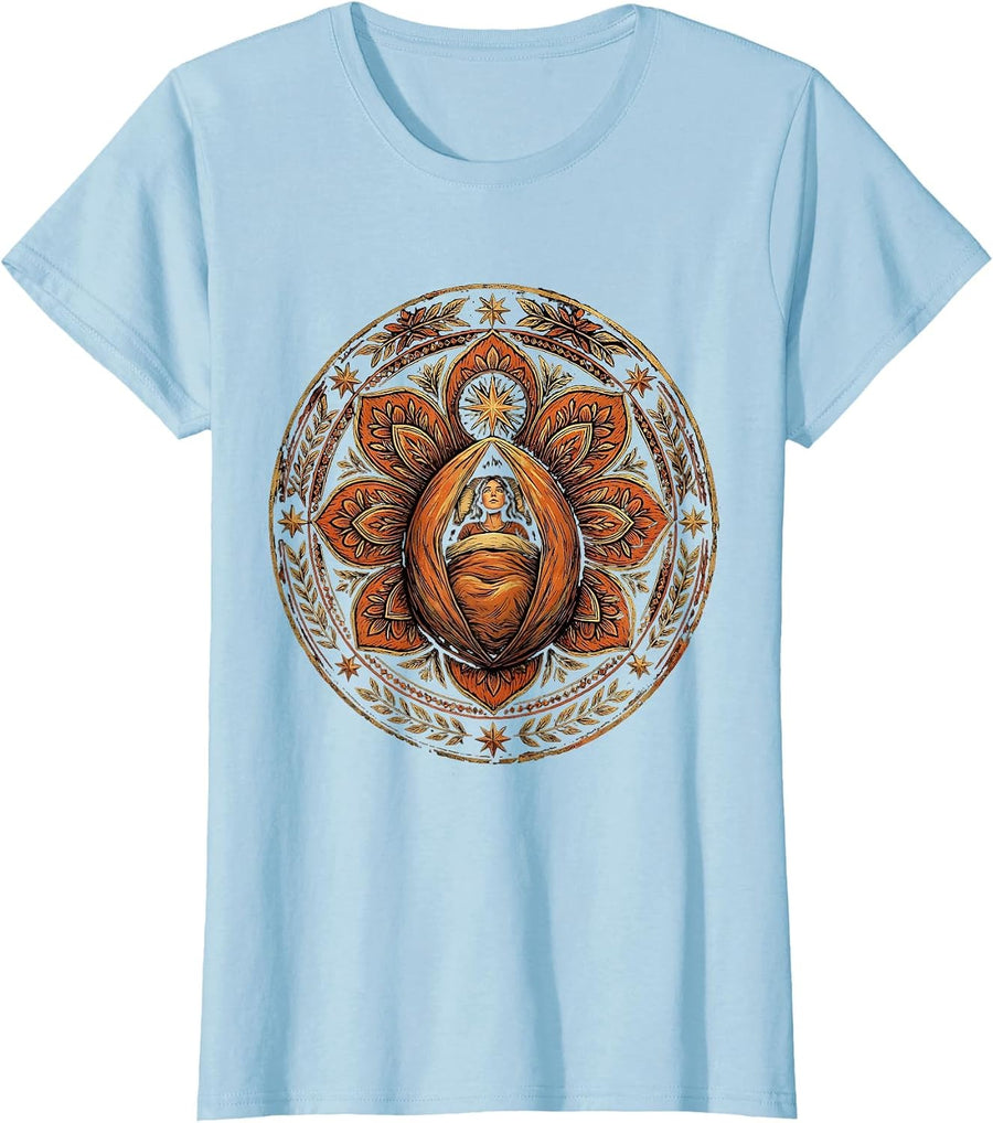 Women's Stargazing Camping Night Sky Illustration T-Shirt - Baby Blue